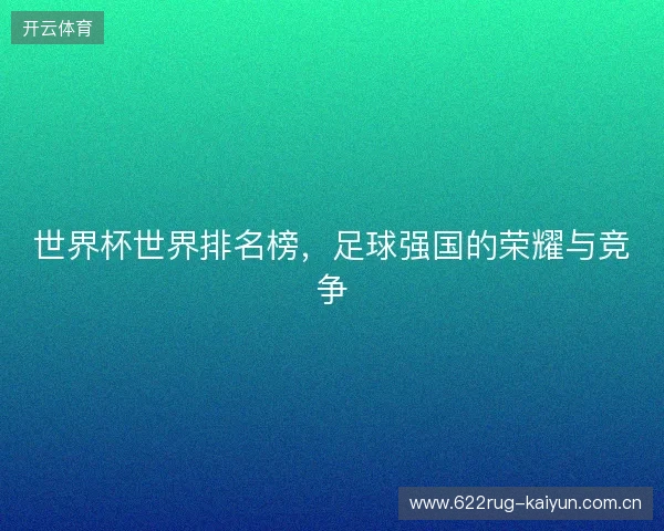 世界杯世界排名榜，足球强国的荣耀与竞争